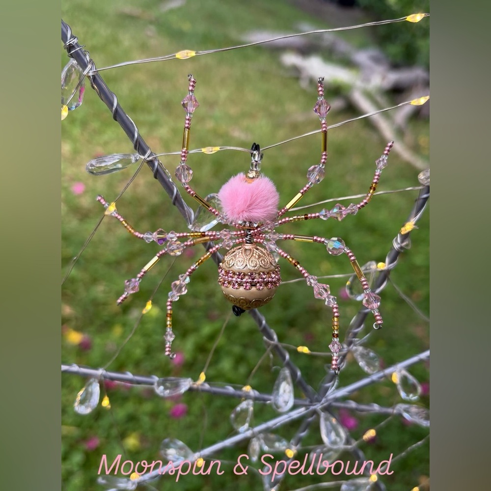 Pink Beaded Spider Ornament